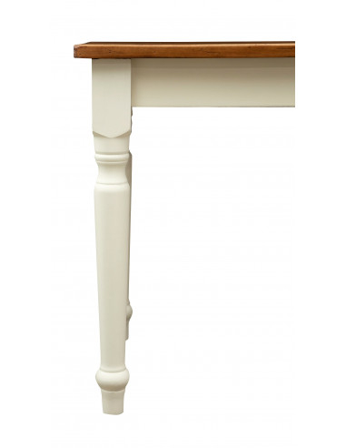 Tavolo Country  in legno massello di tiglio struttura bianca anticata  piano noce 70x70x78 cm. Made in Italy Tavolo Country  in legno massello di tiglio struttura bianca anticata  piano noce 70x70x78 cm. Made in Italy