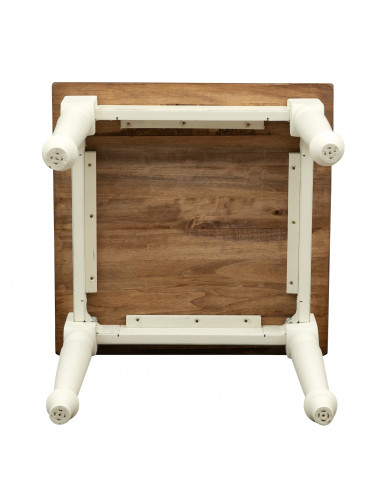 Tavolo Country  in legno massello di tiglio struttura bianca anticata  piano noce 70x70x78 cm. Made in Italy Tavolo Country  in legno massello di tiglio struttura bianca anticata  piano noce 70x70x78 cm. Made in Italy