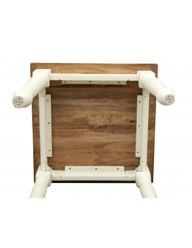 Tavolo Country  in legno massello di tiglio struttura bianca anticata  piano noce 70x70x78 cm. Made in Italy Tavolo Country  in legno massello di tiglio struttura bianca anticata  piano noce 70x70x78 cm. Made in Italy