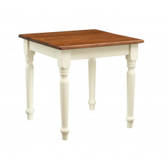 Country-style solid wood made antiqued white frame walnut top W80xDP80xH78 cm sized fixed table. Made in Italy