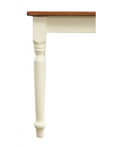 Tavolo fisso Country in legno massello di tiglio struttura bianca anticata piano noce 80x80x78 cm. Made in Italy Tavolo fisso Country in legno massello di tiglio struttura bianca anticata piano noce 80x80x78 cm. Made in Italy