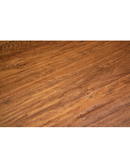 Tavolo fisso Country in legno massello di tiglio struttura bianca anticata piano noce 80x80x78 cm. Made in Italy