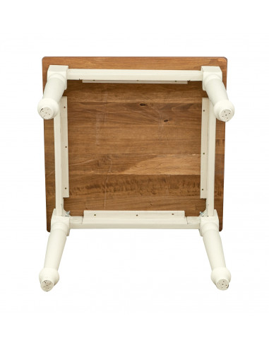 Tavolo fisso Country in legno massello di tiglio struttura bianca anticata piano noce 80x80x78 cm. Made in Italy Tavolo fisso Country in legno massello di tiglio struttura bianca anticata piano noce 80x80x78 cm. Made in Italy