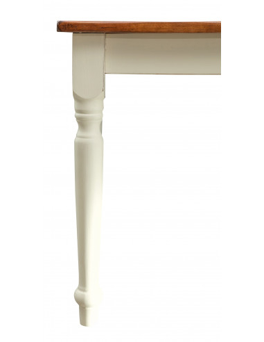 Tavolo Country  in legno massello di tiglio struttura bianca anticata piano noce 90x90x78 cm. Made in Italy Tavolo Country  in legno massello di tiglio struttura bianca anticata piano noce 90x90x78 cm. Made in Italy