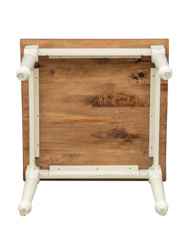 Tavolo Country  in legno massello di tiglio struttura bianca anticata piano noce 90x90x78 cm. Made in Italy Tavolo Country  in legno massello di tiglio struttura bianca anticata piano noce 90x90x78 cm. Made in Italy