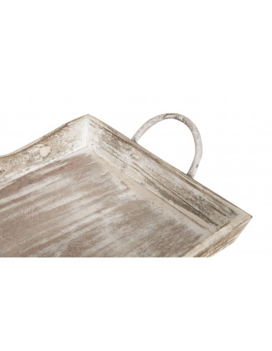 SET DI 2 VASSOI IN LEGNO FINITURA BIANCO ANTICATO L51+48XPR9+9XH28+24 cm SET DI 2 VASSOI IN LEGNO FINITURA BIANCO ANTICATO L51+48XPR9+9XH28+24 cm