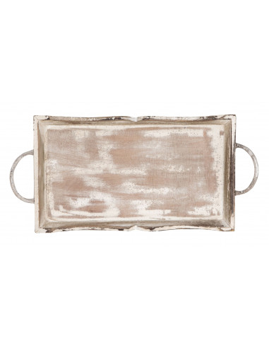 SET DI 2 VASSOI IN LEGNO FINITURA BIANCO ANTICATO L51+48XPR9+9XH28+24 cm SET DI 2 VASSOI IN LEGNO FINITURA BIANCO ANTICATO L51+48XPR9+9XH28+24 cm