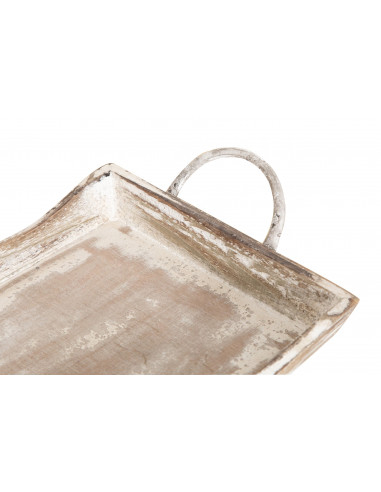 SET DI 2 VASSOI IN LEGNO FINITURA BIANCO ANTICATO L51+48XPR9+9XH28+24 cm SET DI 2 VASSOI IN LEGNO FINITURA BIANCO ANTICATO L51+48XPR9+9XH28+24 cm