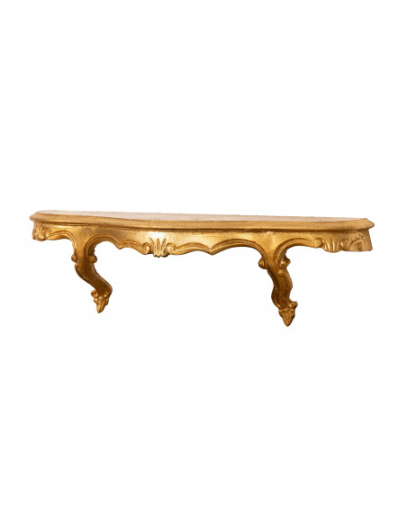 MENSOLA A MURO IN LEGNO FINITURA FOGLIA ORO ANTICATO L47XPR13XH14 CM