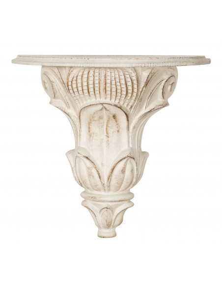 PRATELEIRA DE PAREDE EM MADEIRA ANTIGA COM ACABAMENTO BRANCO L39XDP21XH37 CM MADE IN ITALY