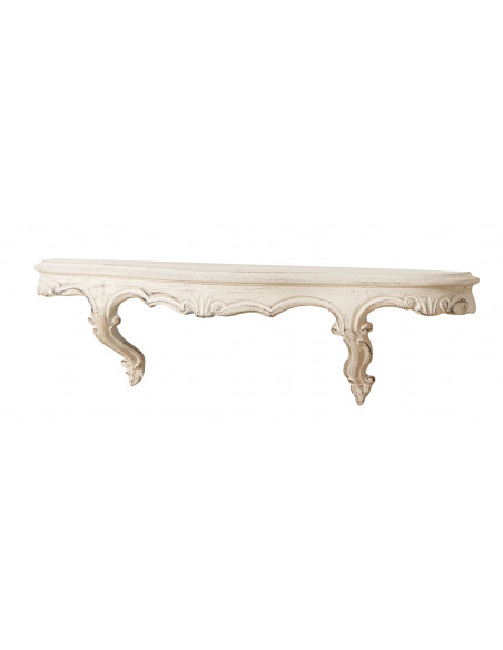 MENSOLA A MURO IN LEGNO FINITURA BIANCO ANTICATO L47XPR13XH14 CM MADE IN ITALY