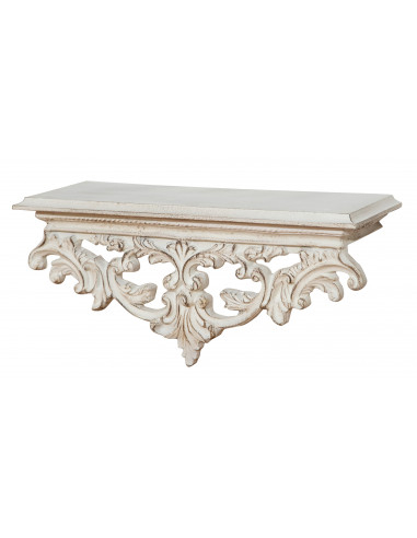 MENSOLA A MURO IN LEGNO FINITURA BIANCA ANTICATA L46XPR17XH22 CM MADE IN ITALY