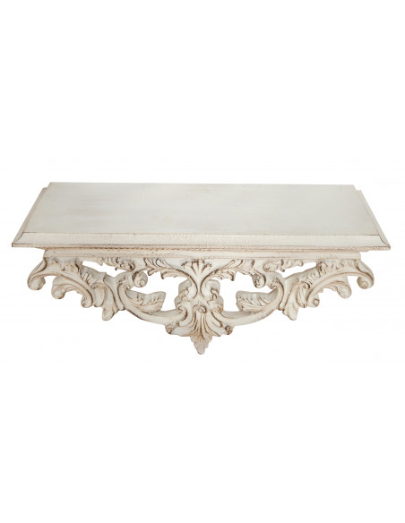 MENSOLA A MURO IN LEGNO FINITURA BIANCA ANTICATA L46XPR17XH22 CM MADE IN ITALY