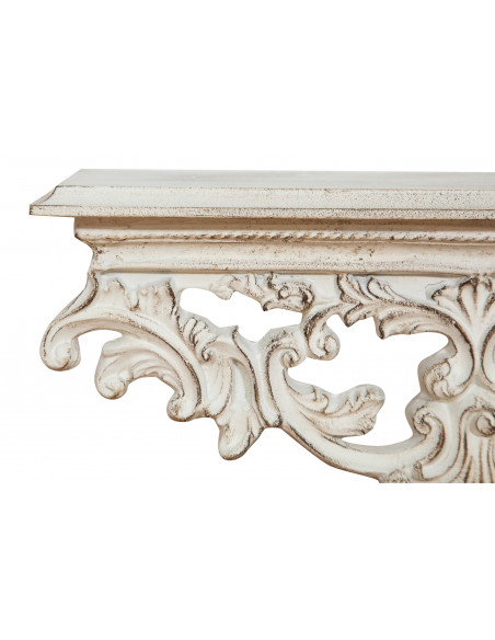 MENSOLA A MURO IN LEGNO FINITURA BIANCA ANTICATA L46XPR17XH22 CM MADE IN ITALY