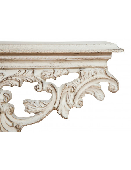 MENSOLA A MURO IN LEGNO FINITURA BIANCA ANTICATA L46XPR17XH22 CM MADE IN ITALY