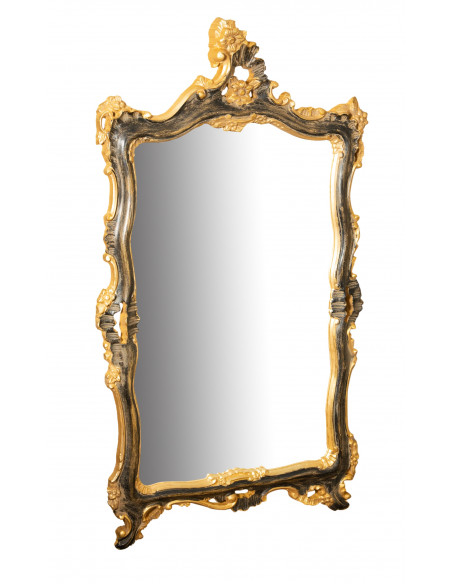 SPECCHIERA DA PARETE IN LEGNO FINITURA ORO E NERO  L33XPR4XH62 CM MADE IN ITALY