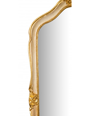 SPECCHIERA DA PARETE IN LEGNO FINITURA FOGLIA ORO E AVORIO  L33XPR3XH79 CM MADE IN ITALY SPECCHIERA DA PARETE IN LEGNO FINITURA FOGLIA ORO E AVORIO  L33XPR3XH79 CM MADE IN ITALY