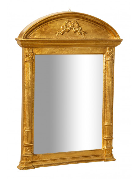 SPECCHIERA DA PARETE IN LEGNO FINITURA FOGLIA ORO ANTICATO L43XPR62XH5 CM MADE IN ITALY