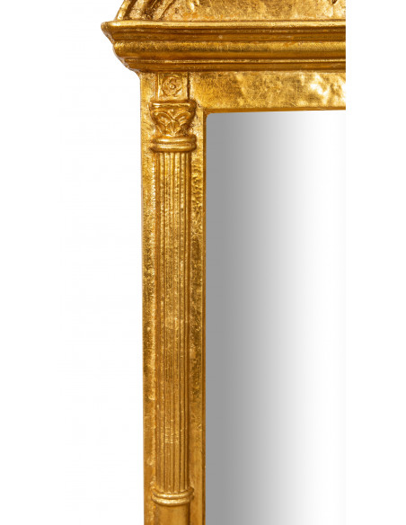 ESPELHO DE PAREDE DE MADEIRA COM ACABAMENTO EM FOLHA DE OURO ANTIGO L43XDP62XH5 CM FEITO NA ITÁLIA