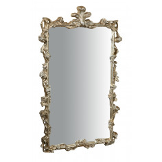 SPECCHIERA DA PARETE IN LEGNO FINITURA FOGLIA ARGENTO ANTICATO L59XPR6XH98 CM MADE IN ITALY