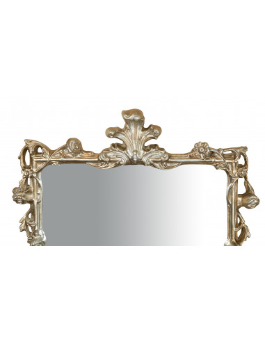 SPECCHIERA DA PARETE IN LEGNO FINITURA FOGLIA ARGENTO ANTICATO L59XPR6XH98 CM MADE IN ITALY SPECCHIERA DA PARETE IN LEGNO FINITURA FOGLIA ARGENTO ANTICATO L59XPR6XH98 CM MADE IN ITALY