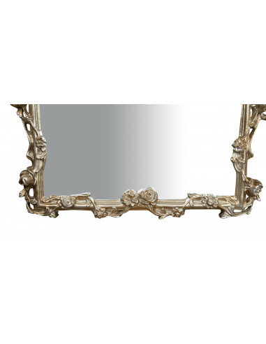 SPECCHIERA DA PARETE IN LEGNO FINITURA FOGLIA ARGENTO ANTICATO L59XPR6XH98 CM MADE IN ITALY SPECCHIERA DA PARETE IN LEGNO FINITURA FOGLIA ARGENTO ANTICATO L59XPR6XH98 CM MADE IN ITALY