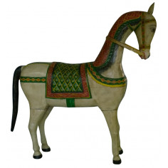 Cavalo de madeira maciça pintado W34xDP200xH210 cm