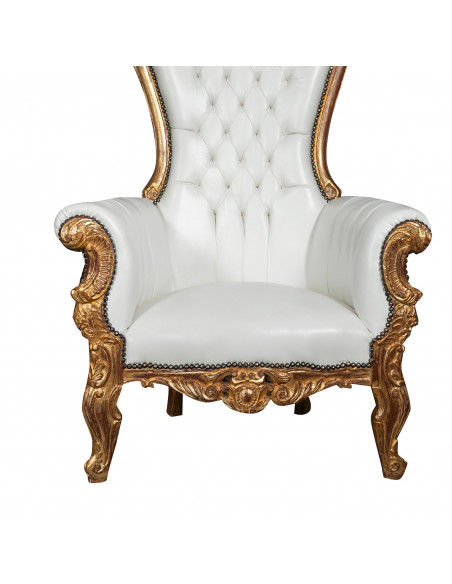 POLTRONA A TRONO STILE FRANCESE LUIGI XVI IN LEGNO MASSELLO DI FAGGIO