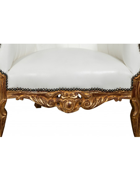 POLTRONA A TRONO STILE FRANCESE LUIGI XVI IN LEGNO MASSELLO DI FAGGIO