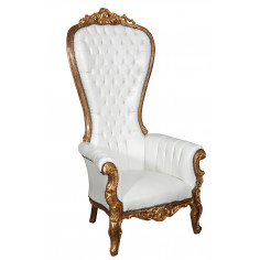 POLTRONA A TRONO STILE FRANCESE LUIGI XVI IN LEGNO MASSELLO DI FAGGIO