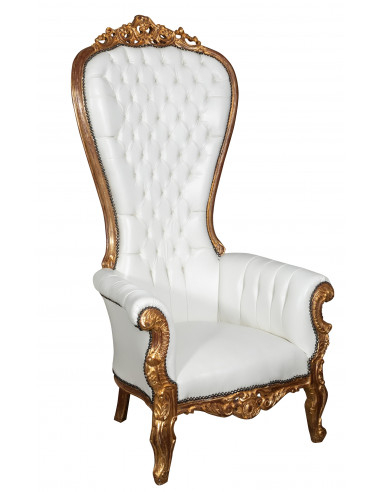 POLTRONA A TRONO STILE FRANCESE LUIGI XVI IN LEGNO MASSELLO DI FAGGIO