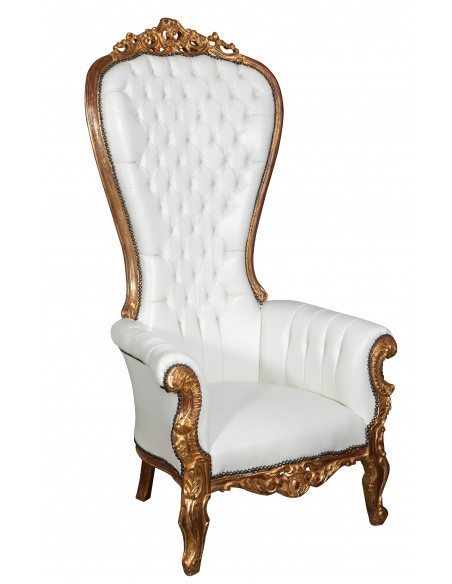 POLTRONA A TRONO STILE FRANCESE LUIGI XVI IN LEGNO MASSELLO DI FAGGIO