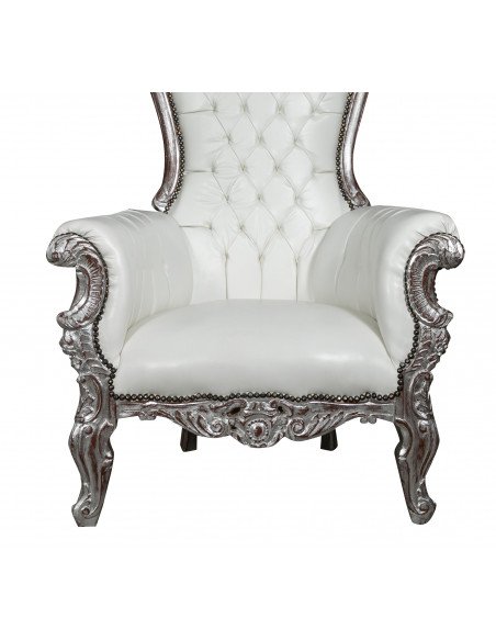 POLTRONA DE TRONO ESTILO FRANCÊS LOUIS XVI EM MADEIRA MACIÇA DE FAIA