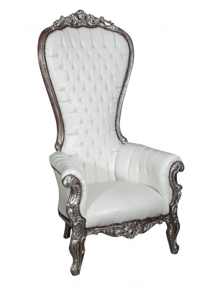POLTRONA DE TRONO ESTILO FRANCÊS LOUIS XVI EM MADEIRA MACIÇA DE FAIA