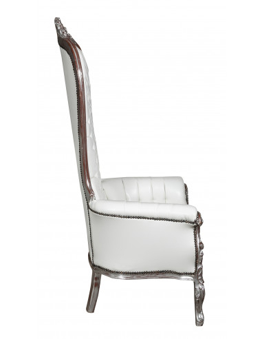 POLTRONA A TRONO STILE FRANCESE LUIGI XVI IN LEGNO MASSELLO DI FAGGIO POLTRONA A TRONO STILE FRANCESE LUIGI XVI IN LEGNO MASSELLO DI FAGGIO