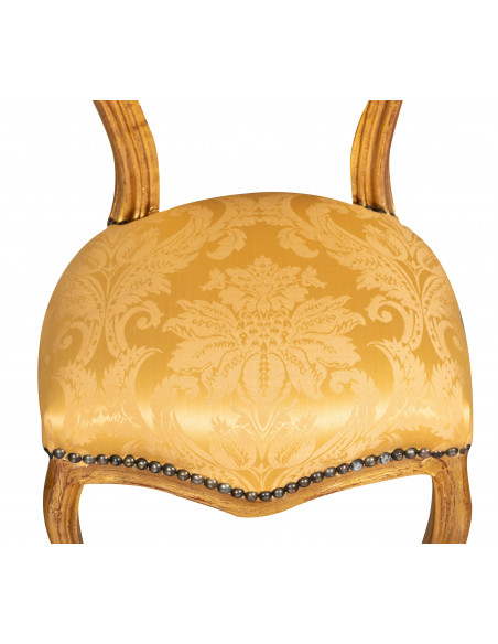 Silla de madera de haya maciza de estilo francés Luis XVI L42XPR45XH90 cm