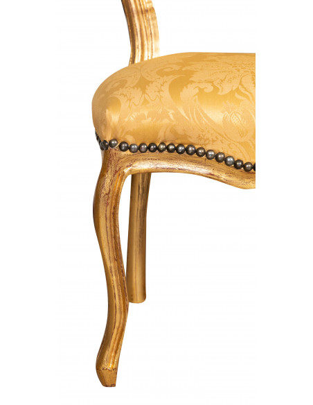 Silla de madera de haya maciza de estilo francés Luis XVI L42XPR45XH90 cm