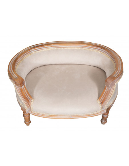 Pouf con schienale stile francese Luigi XVI in legno massello di faggio L74XPR53XH41 cm