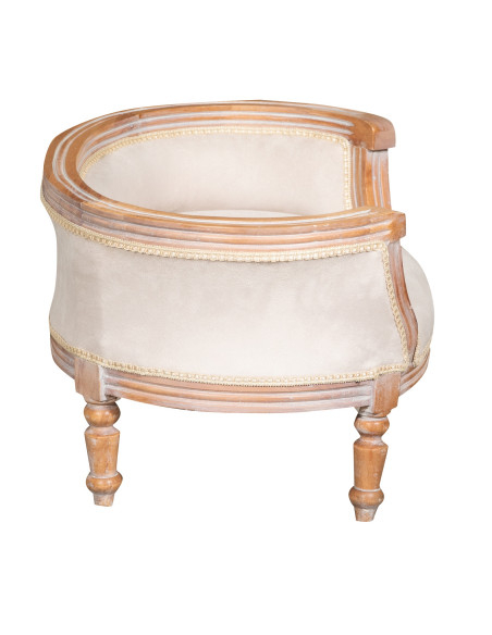 Pouf con schienale stile francese Luigi XVI in legno massello di faggio L74XPR53XH41 cm