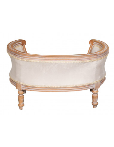 Pouf con schienale stile francese Luigi XVI in legno massello di faggio L74XPR53XH41 cm Pouf con schienale stile francese Luigi XVI in legno massello di faggio L74XPR53XH41 cm