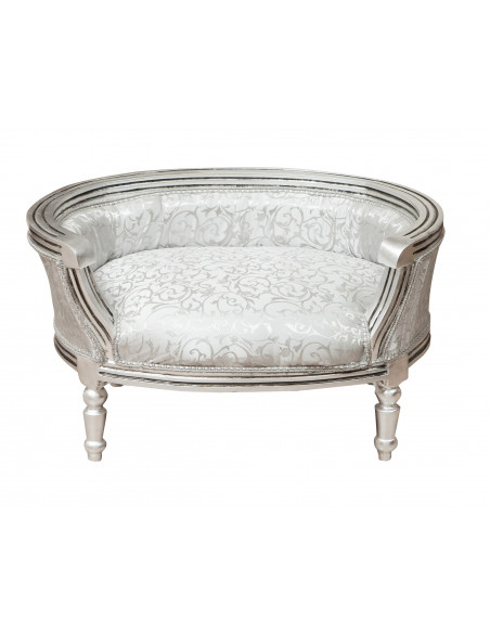 Pouf con schienale stile francese Luigi XVI in legno massello di faggio L74XPR53XH41 cm
