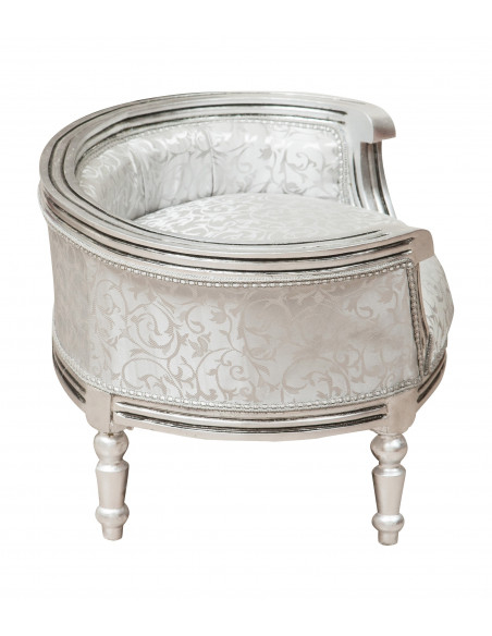 Pouf con schienale stile francese Luigi XVI in legno massello di faggio L74XPR53XH41 cm