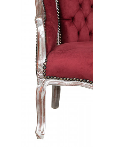 Sillón estilo francés Luis XVI de madera maciza de haya L63XPR57XH80 cm Sillón estilo francés Luis XVI de madera maciza de haya L63XPR57XH80 cm