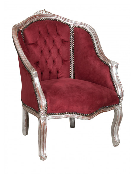 Fauteuil Louis XVI de style français en hêtre massif, sculpté à la main  L63XPR57XH80cm Traité avec finition naturelle, légèreme