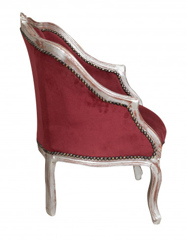 Sillón estilo francés Luis XVI de madera maciza de haya L63XPR57XH80 cm Sillón estilo francés Luis XVI de madera maciza de haya L63XPR57XH80 cm