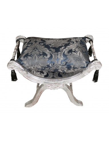 Tabouret faldistoire Louis XVI de style français, en hêtre massif, sculpté et fini à la main avec patine en feuille d'or L74XPR4 Tabouret faldistoire Louis XVI de style français, en hêtre massif, sculpté et fini à la main avec patine en feuille d'or L74XPR4