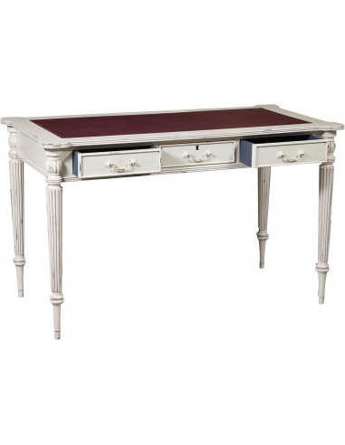 Secretária em madeira maciça de mogno com acabamento branco antigo 126x65x75 cm Secretária em madeira maciça de mogno com acabamento branco antigo 126x65x75 cm