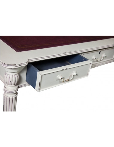 Secretária em madeira maciça de mogno com acabamento branco antigo 126x65x75 cm Secretária em madeira maciça de mogno com acabamento branco antigo 126x65x75 cm