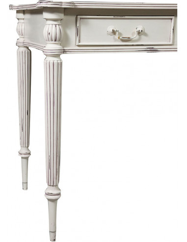 Secretária em madeira maciça de mogno com acabamento branco antigo 126x65x75 cm Secretária em madeira maciça de mogno com acabamento branco antigo 126x65x75 cm