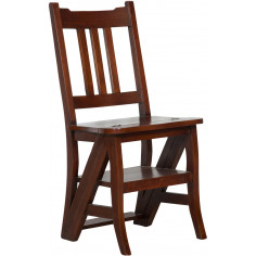 Sedia scala in massello di mogano finitura noce 44x38x90 cm